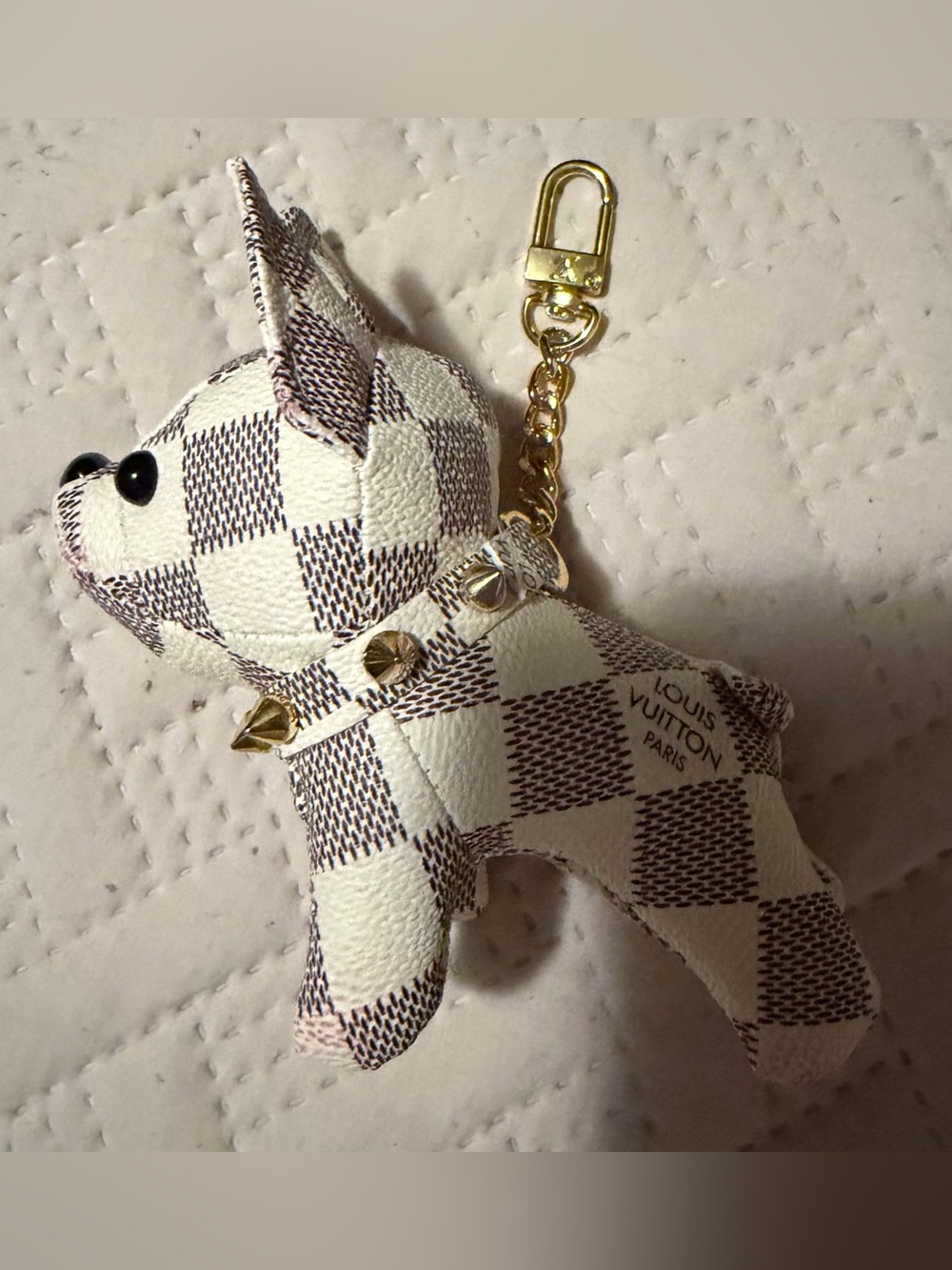 Cute Dog Bag Charm with Gold Hardware